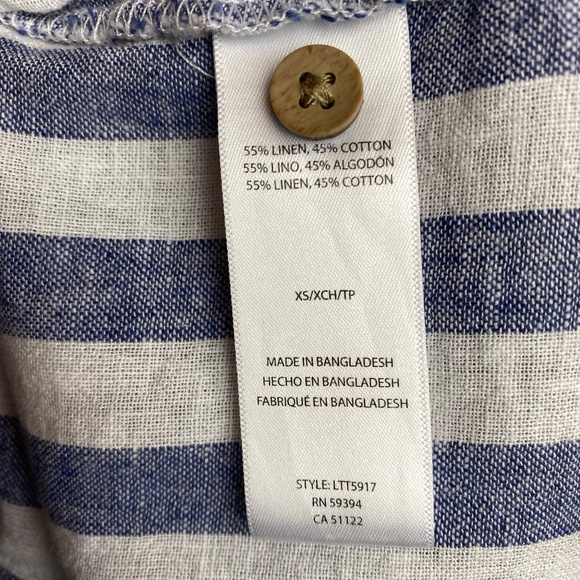 Beachlunchlounge Womenʻs Striped Linen Cotton Button Down Blouse XS - Picture 5 of 5